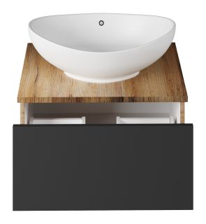 Подвесная тумба под раковину Misty Ива 60см графит/дуб Вотан